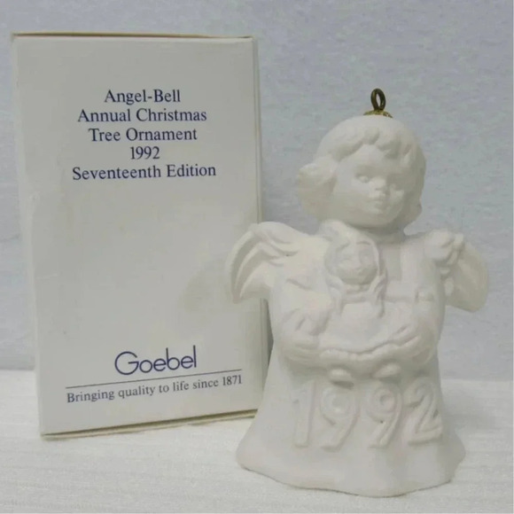GOEBEL UNPAINTED Angel-Bell Annual X-Mas Tree Ornament 1992 Seventeenth Edition - Picture 1 of 2